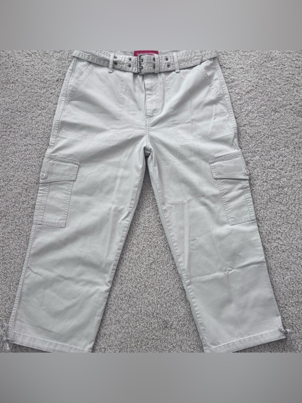 Light Gray Cargo Pants with Grommet Belt
